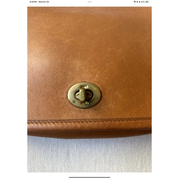 Laura USA Brown Leather Crossbody Handbag Purse Brass Turnlock Flap Bag VINT - Picture 8 of 12